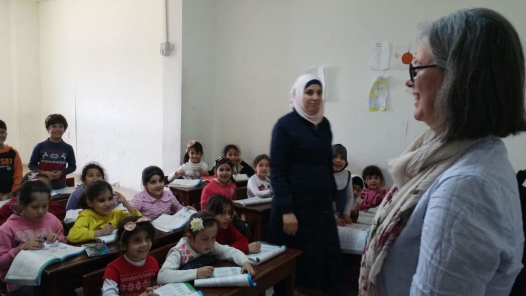 Anne Marie McCarthy in classroom, Egypt