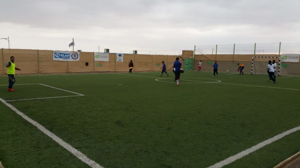 Sports activity including children with disabilities in Azraq camp, Jordan