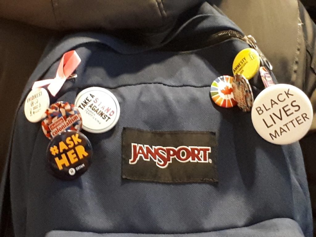 Backpack with badges in New York