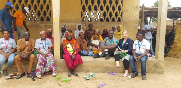 Stacey Dunne visiting with members of the school’s Mother’s Association in the Far North region of Cameroon. 